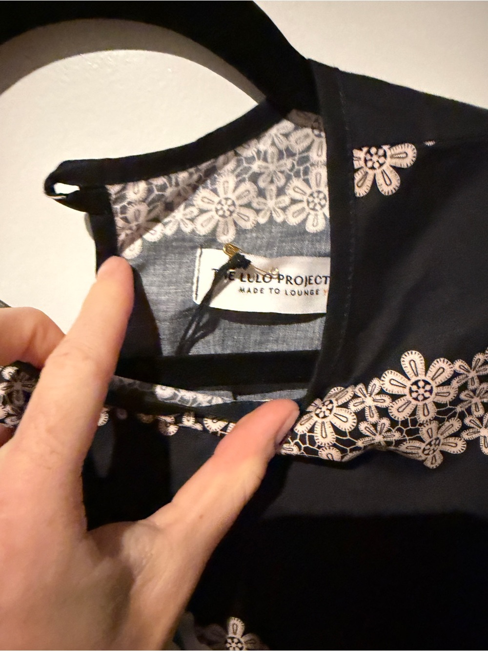 The Lulo Project Black Mini Dress with Cream Floral Lace Detail - Picture 4 of 5